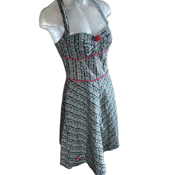 Vintage 90s Y2k MORBID THREADS Pinup Dress WHIMSY GOTH GRUNGE Skulls Roses S - Picture 1 of 14